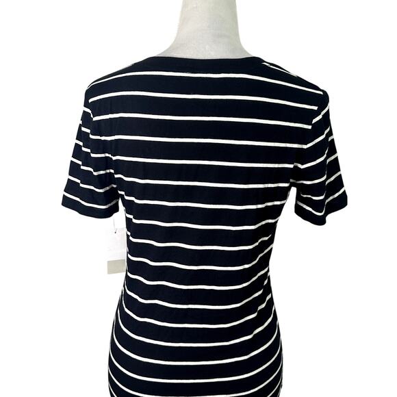 BP Short Sleeve T-Shirt Striped V Neckline Breathable Black/White Women's XS NWT - Picture 5 of 9